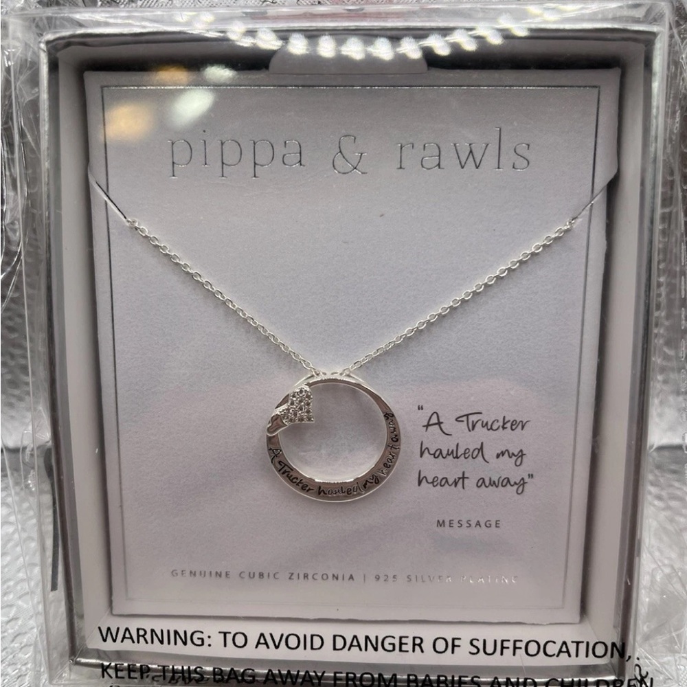“A trucker hauled my heart away” Silver Necklace gift for love